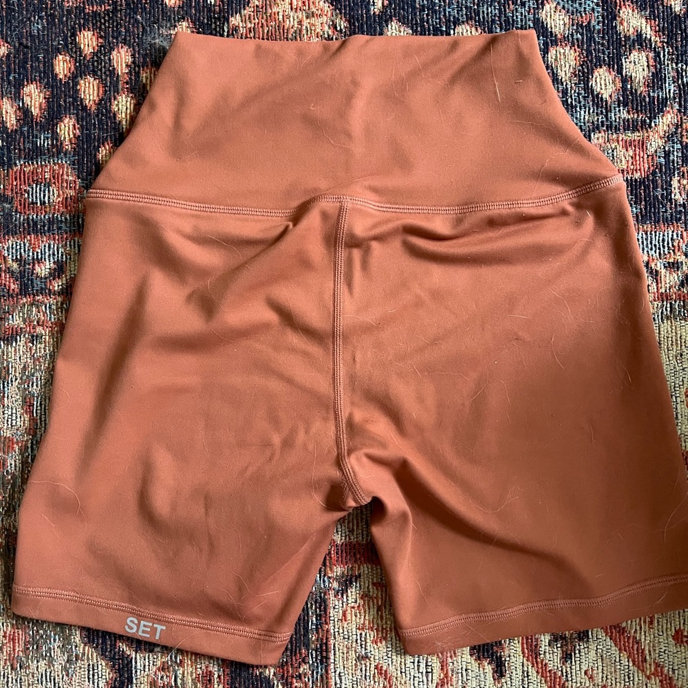 SET Active Women's High-Waist Bike Shorts Rust